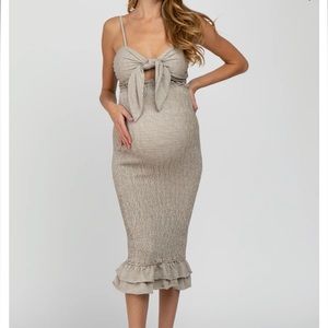 Pink Blush Fitted Self-Tie Maternity Midi Dress Size Medium